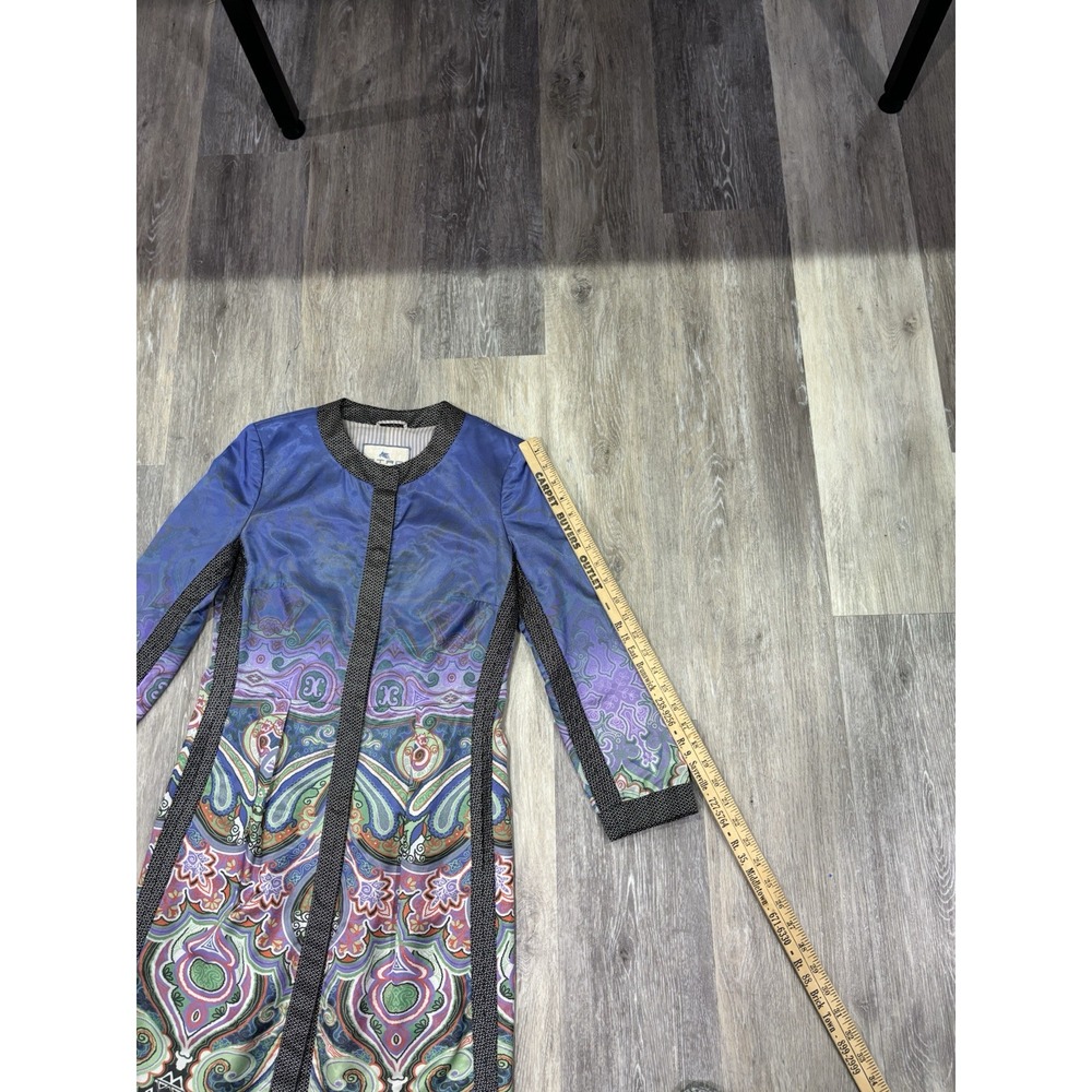Etro Milano Paisley Printed Colorful Snap Up Coat Lined Made In Italy Size 42 - Picture 6 of 12